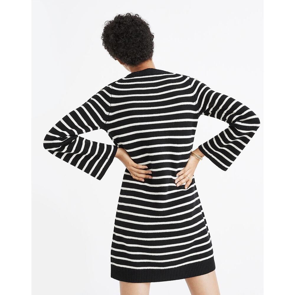 Madewell Merino Wool Blend Striped Button Detail Tunic Sweater Size XS - Picture 4 of 10